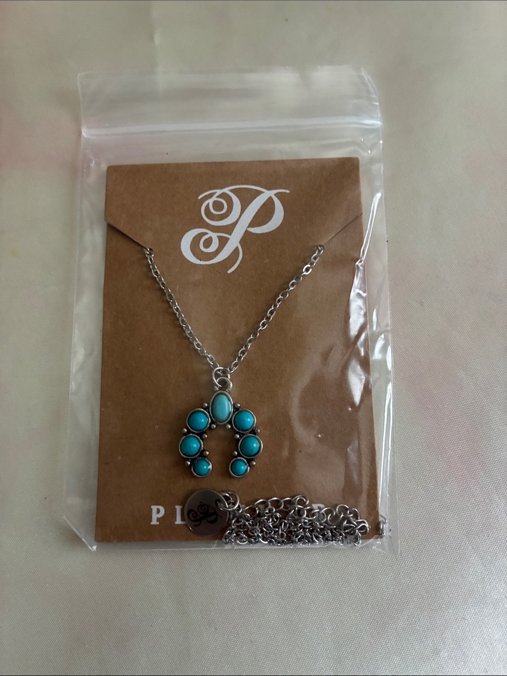 Turquoise Stone Horseshoe charm Necklace